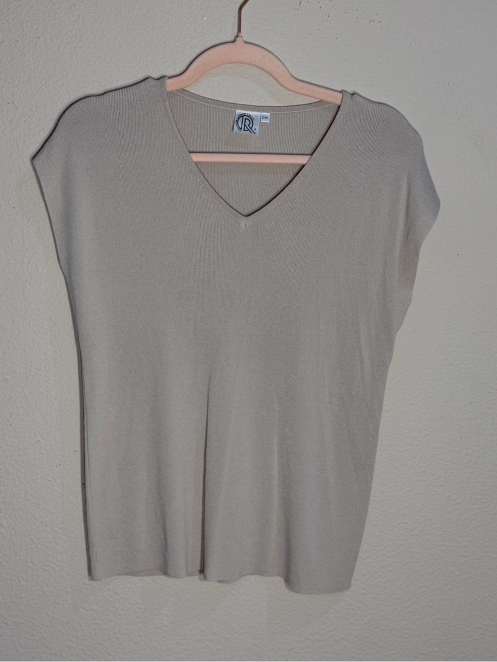 Light Taupe V-Neck Women's Top -